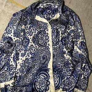 Zara Blue and Cream Paisley Blouse